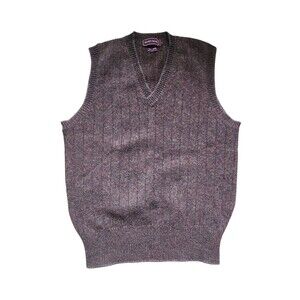 Jeffrey Burns Vintage Y2K 100% Wool Vest Mens L Brown Indie Dark Academia Preppy